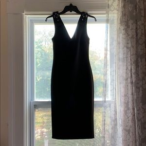 Ted Backer black bow shoulder v-neck dress